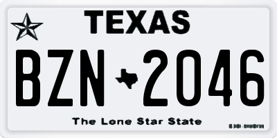 TX license plate BZN2046