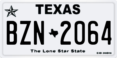 TX license plate BZN2064