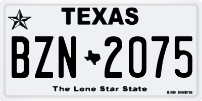 TX license plate BZN2075