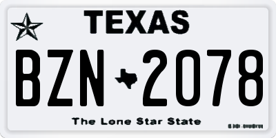 TX license plate BZN2078