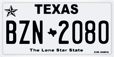 TX license plate BZN2080