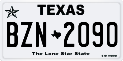 TX license plate BZN2090