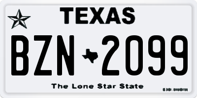 TX license plate BZN2099