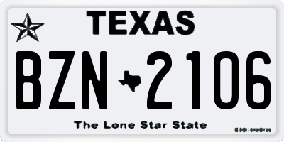 TX license plate BZN2106