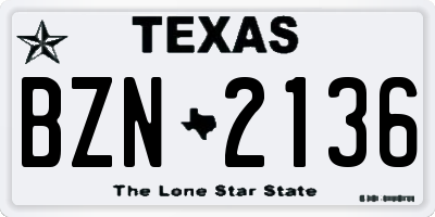 TX license plate BZN2136