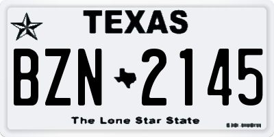 TX license plate BZN2145