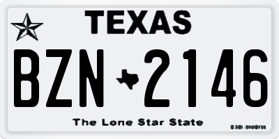TX license plate BZN2146