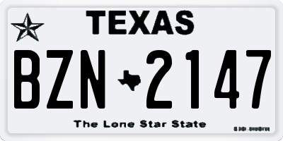 TX license plate BZN2147