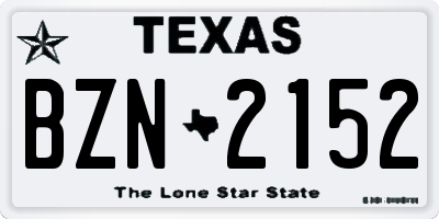 TX license plate BZN2152