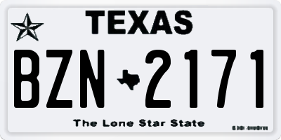 TX license plate BZN2171