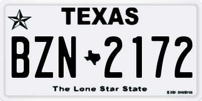 TX license plate BZN2172