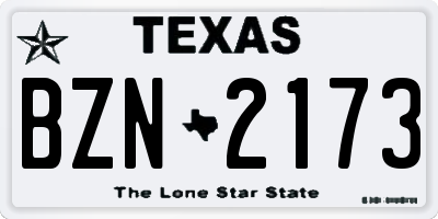 TX license plate BZN2173