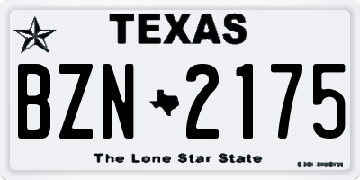 TX license plate BZN2175