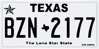 TX license plate BZN2177