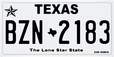 TX license plate BZN2183