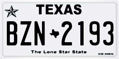 TX license plate BZN2193
