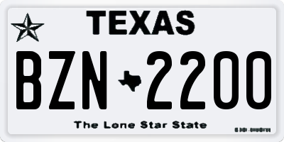 TX license plate BZN2200