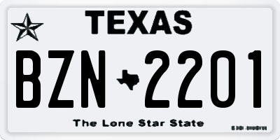 TX license plate BZN2201