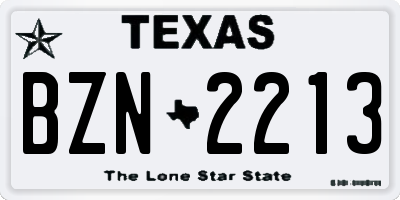 TX license plate BZN2213