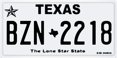 TX license plate BZN2218