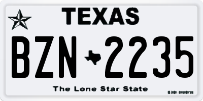 TX license plate BZN2235