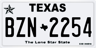 TX license plate BZN2254