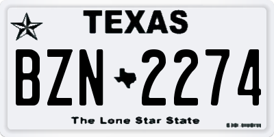 TX license plate BZN2274
