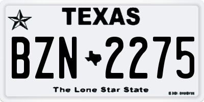 TX license plate BZN2275