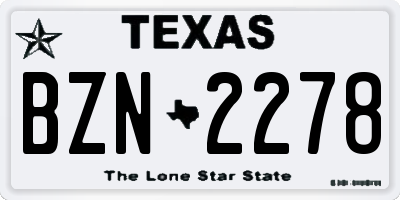 TX license plate BZN2278