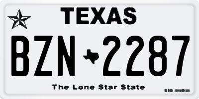 TX license plate BZN2287