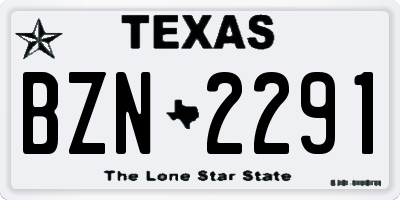 TX license plate BZN2291