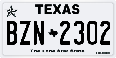 TX license plate BZN2302