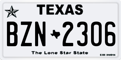 TX license plate BZN2306