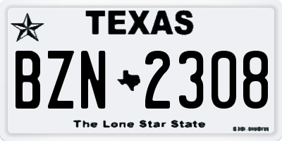 TX license plate BZN2308