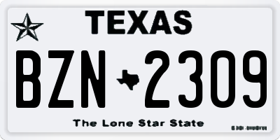 TX license plate BZN2309