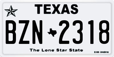 TX license plate BZN2318
