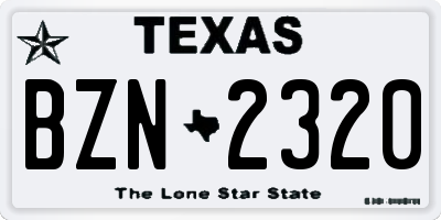 TX license plate BZN2320