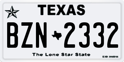 TX license plate BZN2332