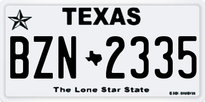 TX license plate BZN2335