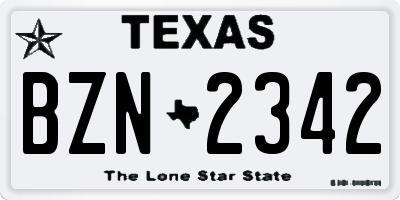 TX license plate BZN2342