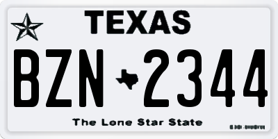 TX license plate BZN2344