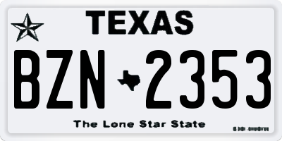 TX license plate BZN2353