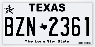 TX license plate BZN2361