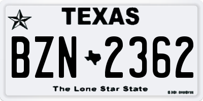 TX license plate BZN2362