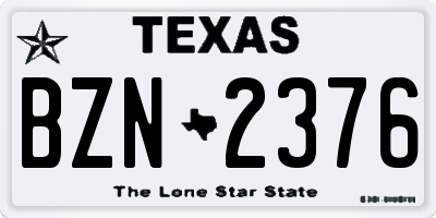 TX license plate BZN2376