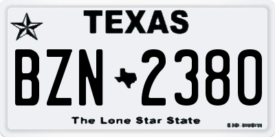 TX license plate BZN2380