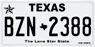TX license plate BZN2388
