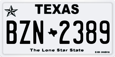 TX license plate BZN2389