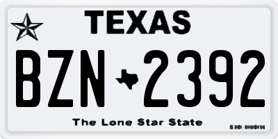 TX license plate BZN2392
