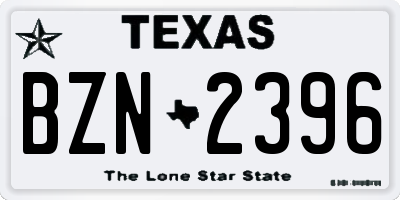 TX license plate BZN2396
